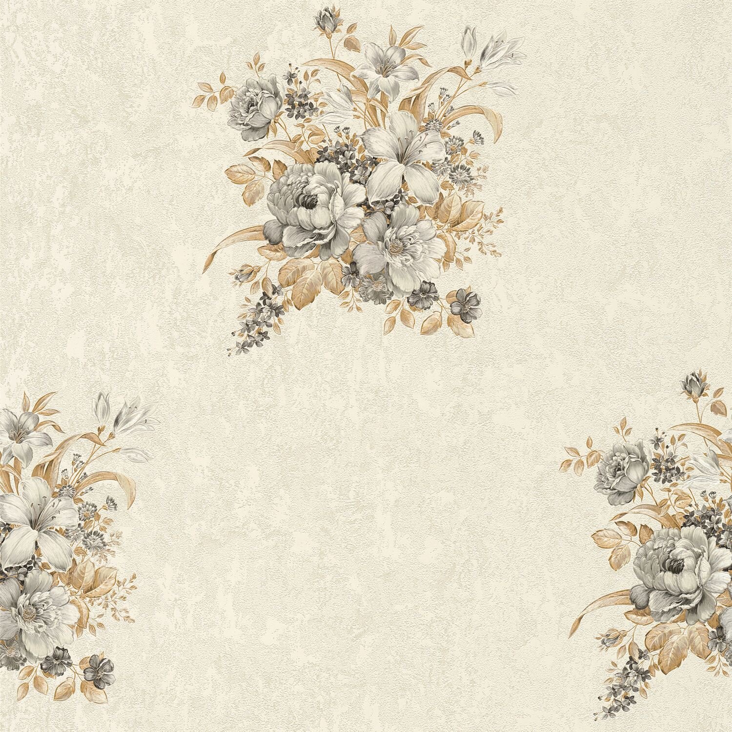Profhome 372253-GU Flowers wallcovering wall matt brown grey 5.33 m2 (57 ft2)